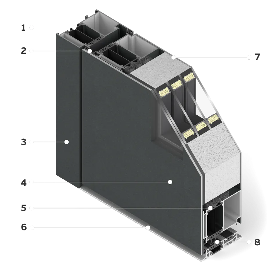 Sezione della porta in alluminio Premium 86.