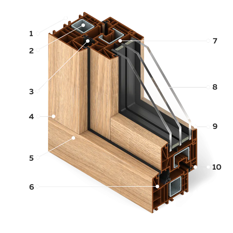 Sezione della finestra Wood Look impiallacciata Rovere Turner.