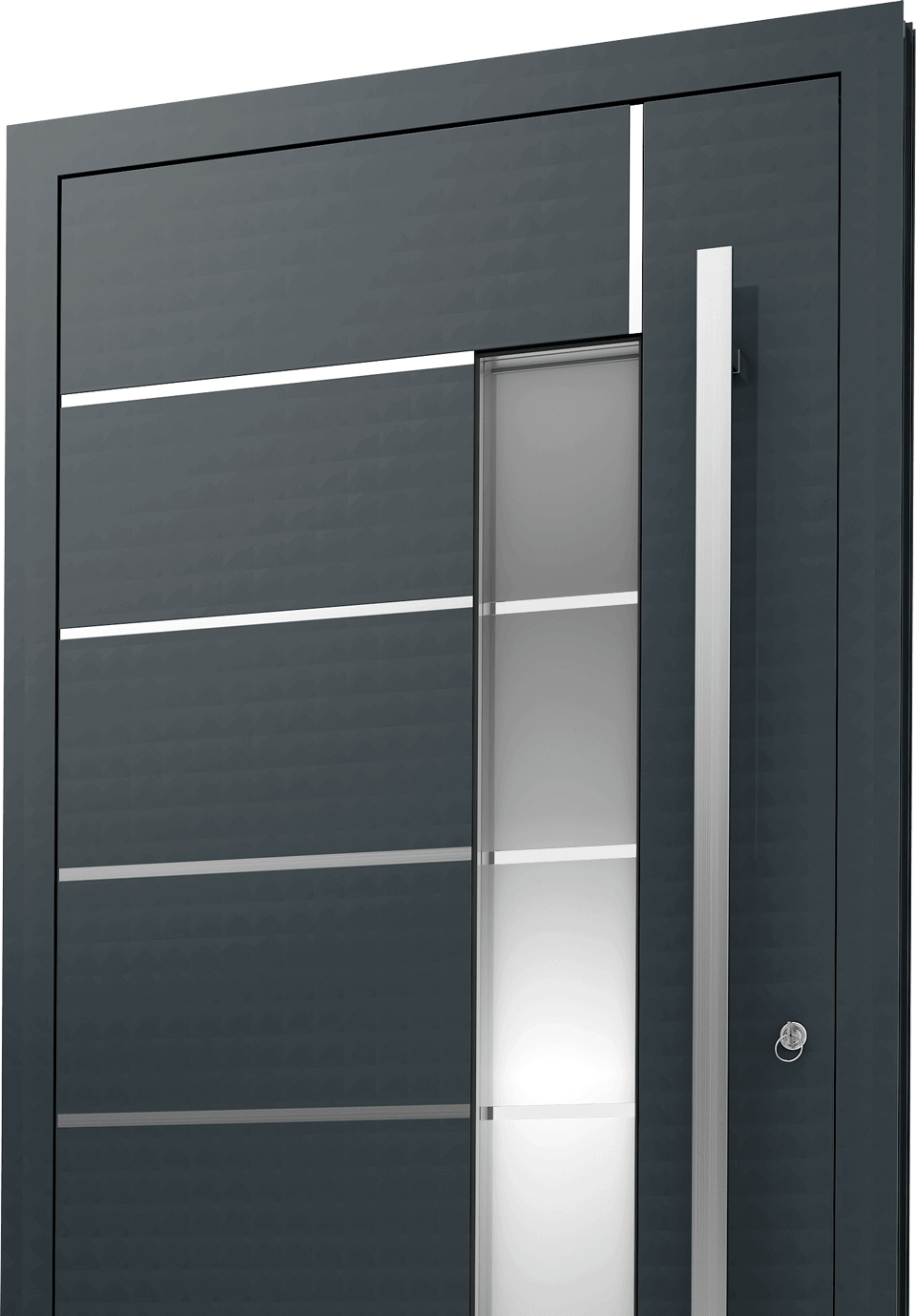 Drzwi aluminiowe w ciemnym kolorze.