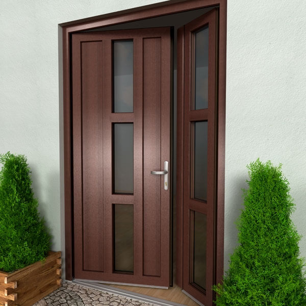 Porte patio in PVC a doppia anta.